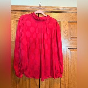 Who What Wear Vibrant Red Dot Blouse